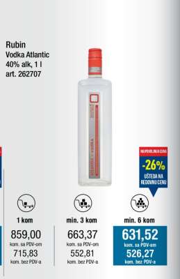 Rubin Vodka Atlantic 40% alk, 1 l