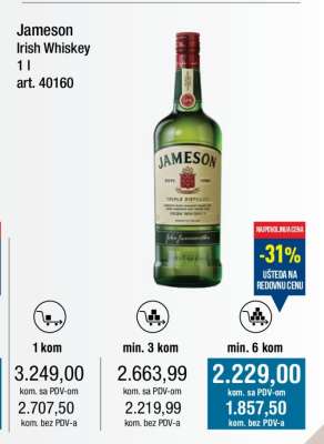 Jameson Irish Whiskey 1 l