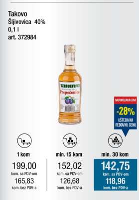 Takovo Šljivovica 40% 0,1 l