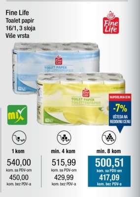 Fine Life Toalet papir 16/1, 3 sloja