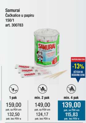 Samurai Čačkalice u papiru 150/1
