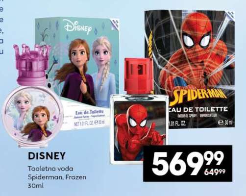 DISNEY Toaletna voda Spiderman, Frozen 30ml