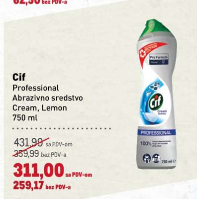 Cif Professional Abrazivno sredstvo Cream, Lemon 750 ml