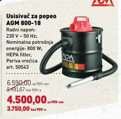 Usisivač za pepeo AGM 800-18