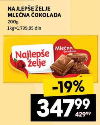 NAJLEPŠE ŽELJE MLEČNA ČOKOLADA