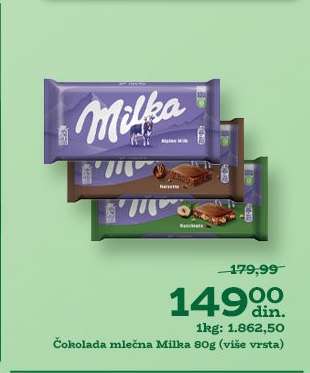Čokolada mlečna Milka 80g