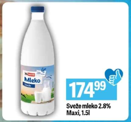 Svěže mléko 2.8% Maxi, 1.5l