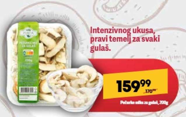 Pečurke miks za gulaš, 200g