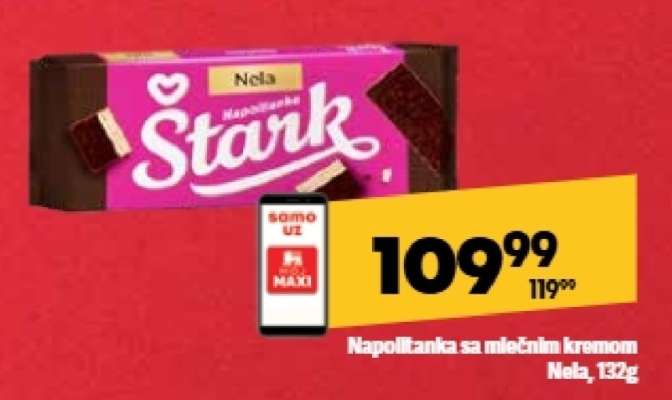 Napolitanka sa mlečnim kremom Nela, 132g