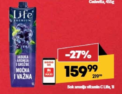 Sok aronija vitamin C Life, 1l