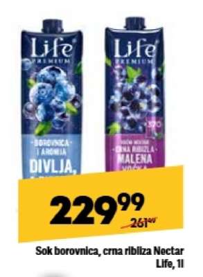 Sok borovnica, crna ribizla Nectar Life, 1l