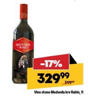 Vino stono Medveda krv Rubin 1l