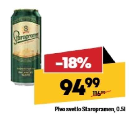 Pivo svetlo Staropramen 0,5l