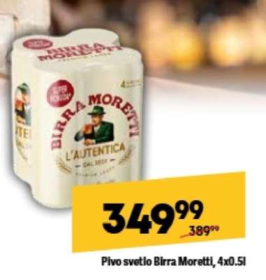 Pivo svetlo Birra Moretti, 4x0.5l