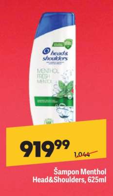 Šampon Menthol Head&Shoulders, 625ml
