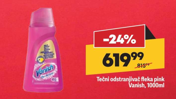 Tečni odstranjivač fleka pink Vanish, 1000ml