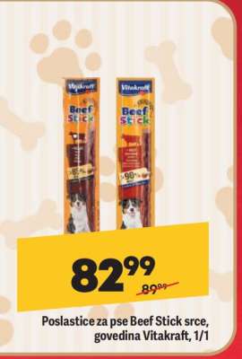 Poslastice za pse Beef Stick srce, govedina Vitakraft, 1/1