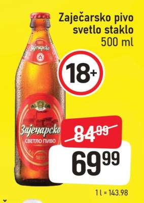 Zaječarsko pivo svetlo staklo 500 ml