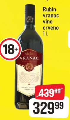 Rubin Vranac Vino Crveno 1L
