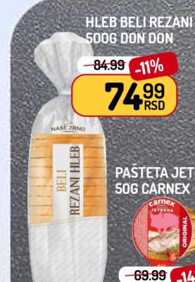 Hleb Beli Rezani 500g Don Don