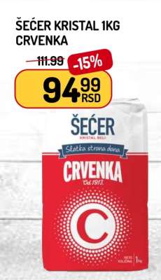 ŠEĆER KRISTAL 1kg CRVENKA