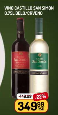 Vino Castillo San Simon 0.75l Belo/Crveno
