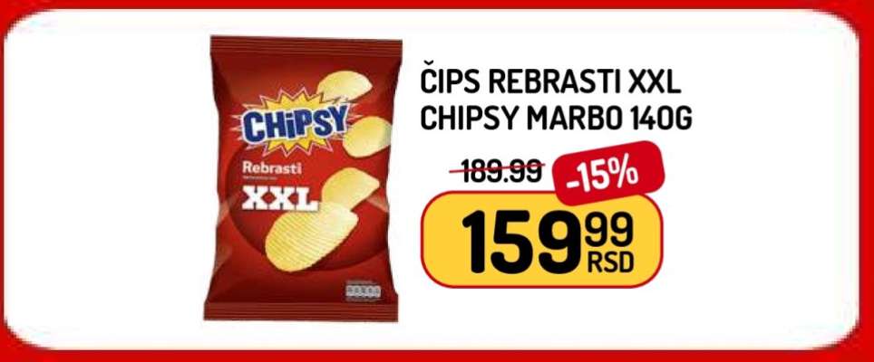 Čips Rebrasti XXL Chipsy Marbo 140g