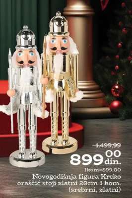 Novogodišnja figura Krcko oraščić stoji zlatni 28cm 1 kom.