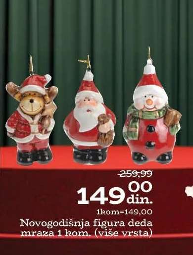 Novogodišnja figura deda mraza 1 kom.