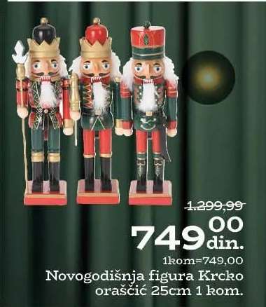 Novogodišnja figura Krcko oraščić 25cm 1 kom.
