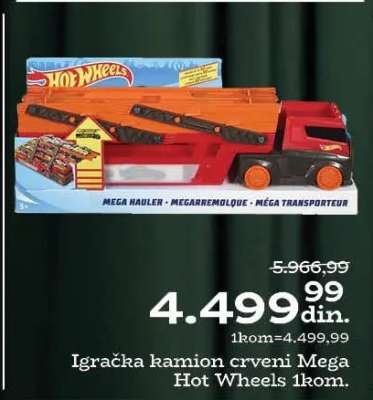 Igračka kamion crveni Mega Hot Wheels 1kom.