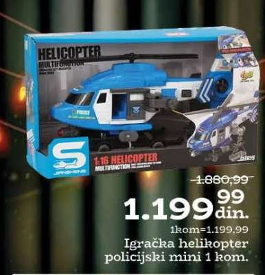 Igračka helikopter policijski mini 1 kom.