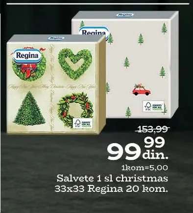 Salvete 1 sl christmas 33x33 Regina 20 kom.
