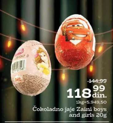Čokoladno jaje Zaini boys and girls 20g