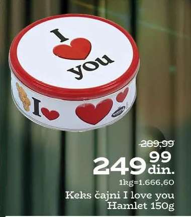Keks čajni I love you Hamlet 150g