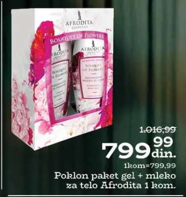 Poklon paket gel + mleko za telo Afrodita 1 kom.