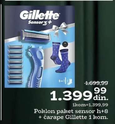 Poklon paket sensor h+8 + čarape Gillette 1 kom.
