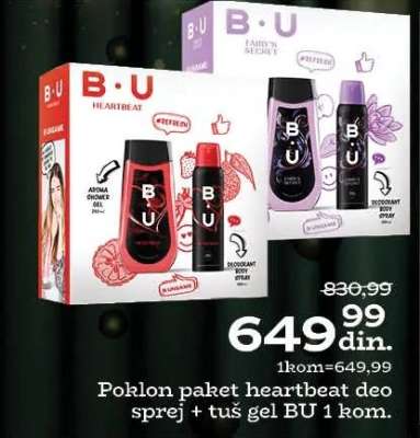 Poklon paket heartbeat deo sprej + tuš gel BU 1 kom.