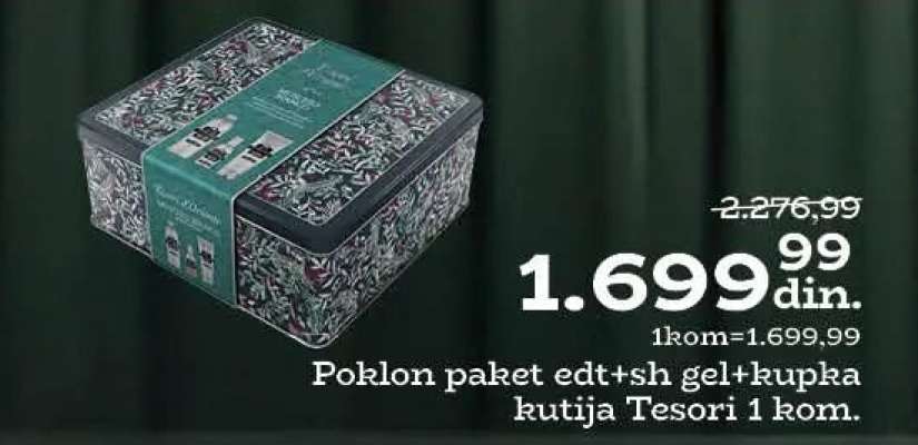 Poklon paket edt+sh gel+kupka kutija Tesori 1 kom.