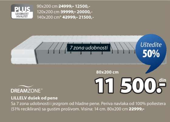 DREAMZONE LILLELV DUŠEK OD PENE