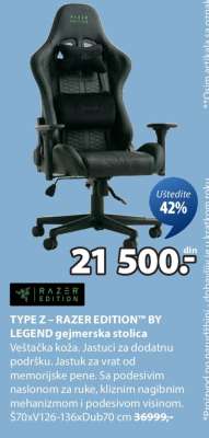 TYPE Z – RAZER EDITION™ BY LEGEND GEJMERSKA STOLICA