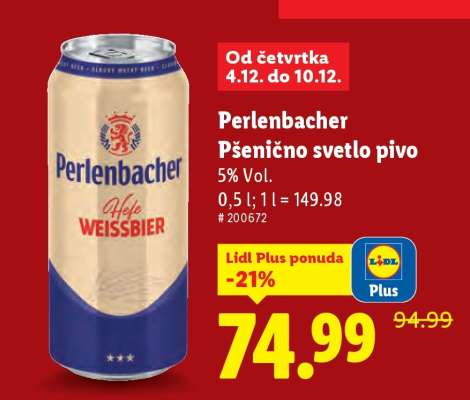 Perlenbacher Pšenično svetlo pivo
