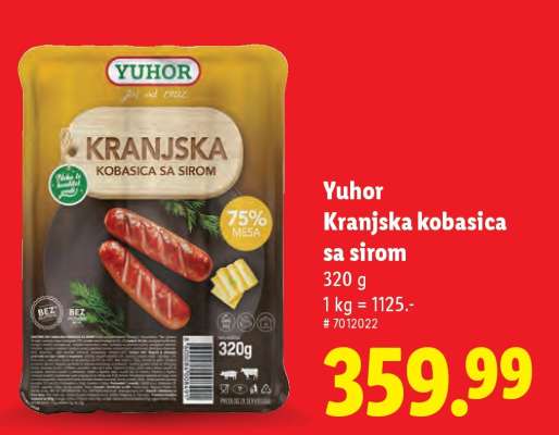 Yuhor kranjska kobasica sa sirom