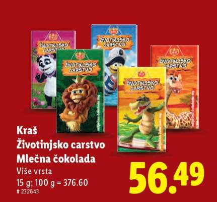 Kraš Životinjsko carstvo mlečna čokolada