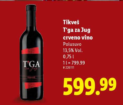 Tikveš T'ga za Jug crveno vino