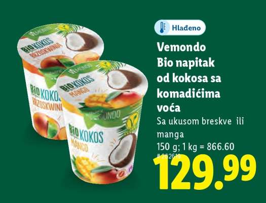 Vemondo Bio napitak od kokosa sa komadićima voća