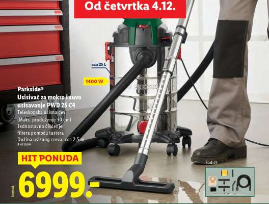 PARKSIDE Usisivač za mokro i suvo usisavanje PWD 25 C4