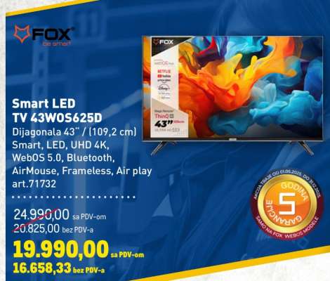 Smart LED TV 43WOS625D