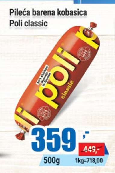 Pileća barena kobasica Poli classic