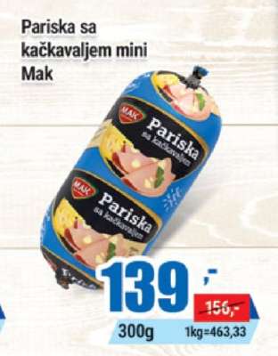 Pariska sa kačkavaljem mini Mak